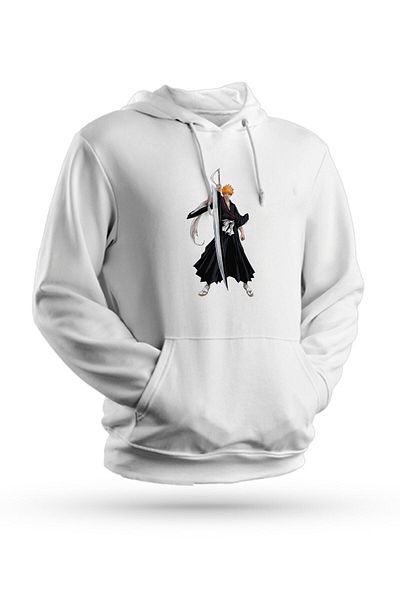 Pisa Art Φούτερ με κουκούλα Anime Bleach με στάμπα λευκό Unisex
