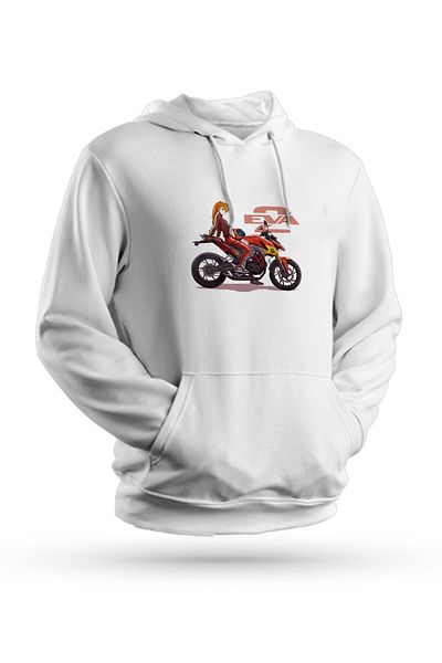 Pisa Art Φούτερ Anime Neon Genesis με στάμπα λευκό Unisex με κουκούλα