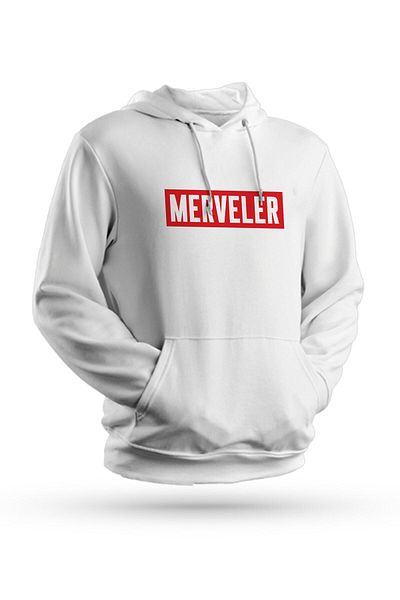 Pisa Art Φούτερ Merveler με στάμπα λευκό Unisex με κουκούλα