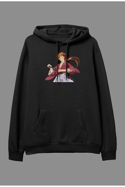 Pisa Art Суитшърт с качулка Oversize Rurouni Kenshin с принт