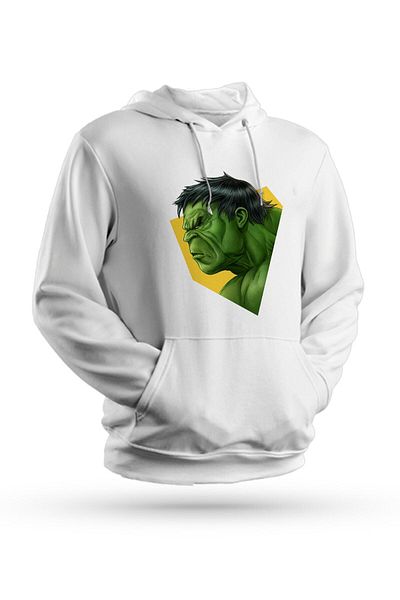 Pisa Art Φούτερ Hulk Green Giant με στάμπα λευκό Unisex με κουκούλα