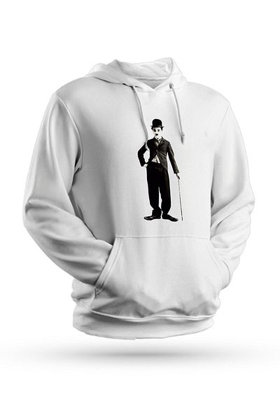 Pisa Art Φούτερ Charlie Chaplin με στάμπα λευκό Unisex με κουκούλα