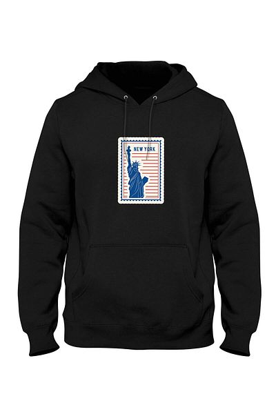 Pisa Art Суитшърт с качулка и принт с кенгуру джоб New York Bll2213