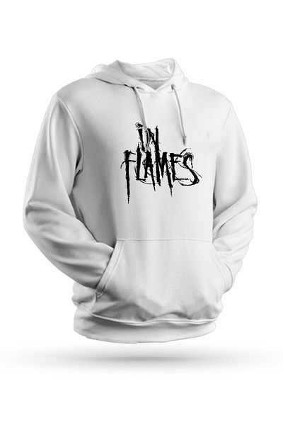 Pisa Art Φούτερ με κουκούλα In Flames με στάμπα λευκό Unisex
