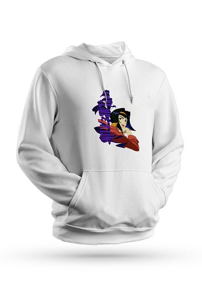 Pisa Art Φούτερ Anime Cowboy Bebop με στάμπα λευκό Unisex με κουκούλα