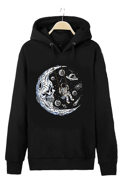 Pisa Art Унисекс суитшърт с капачка Astronaut Swing Moon