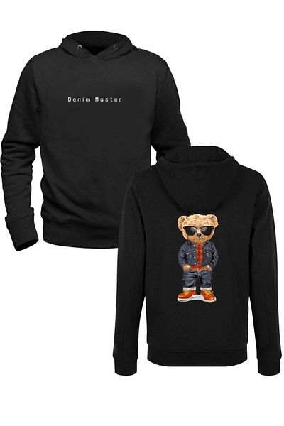 Pisa Art Μπλουζάκι Denim Master Tedy Bear Μαύρο μπροστινό πίσω μέρος