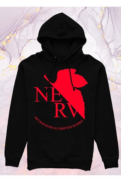 Pisa Art Neon Genesis Evangelion - Nerv - Суитшърт с качулка без джобове
