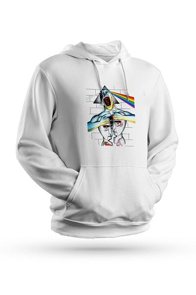 Pisa Art Φούτερ με κουκούλα Pink Floyd με στάμπα λευκό Unisex