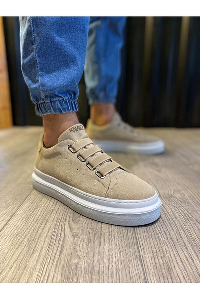 BZ Moda B521 BT Мъжки маратонки от велур без връзки с еластична ортопедична подметка, цвят норка