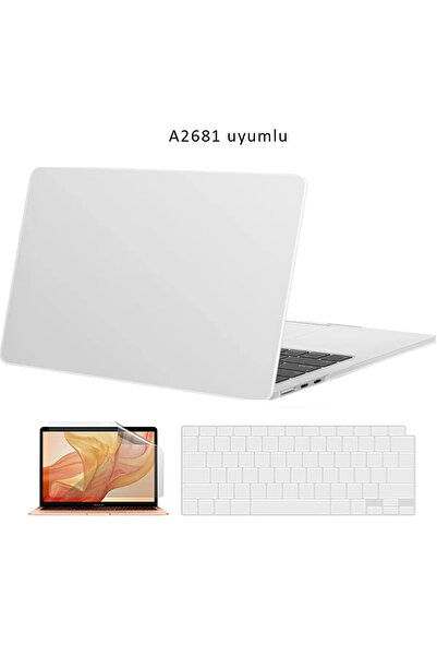TEKNETSTORE Macbook Air 13.6 Inç M2 Çip A2681 Tam Uyumlu Alt Üst Kılıf + Klavye Kılıfı + Ekran Koruyucu Film