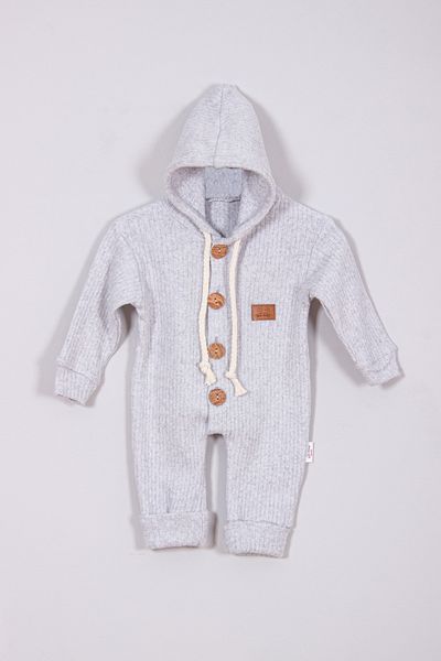 ADABEBEK Wooden Buttoned Hooded, Ribbed Style Hat Baby Rompers