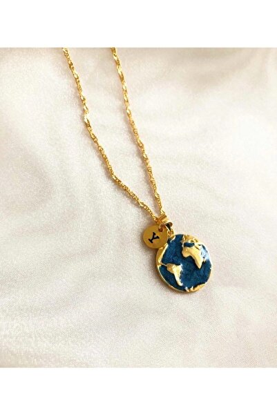 takıcım design Dünya Y Harfli Gold Kolye