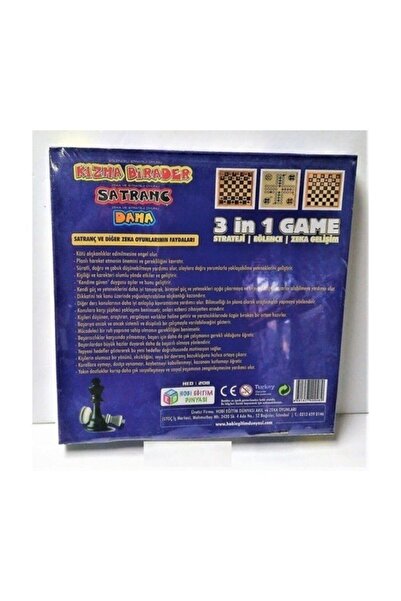 Genel Markalar 3 In Game / Satranç / Kızma Birader / Dama Oyun Seti