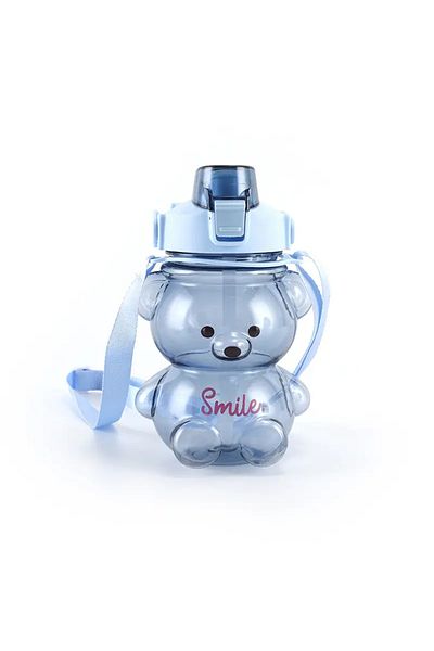 FETHİYE TOPTAN Smile Teddy Bear Model Water Bottle Water Bottle Water Bottle 1000 ML Student Water Bottle School Water Bottle Sticker Gift