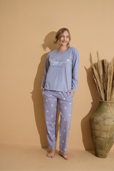 tissue Uzunkol Kadın Pijama Takımı %100 Pamuk
