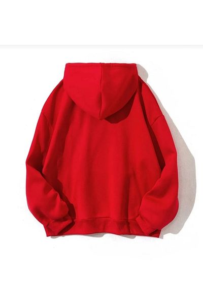 MAGORS , 3 THREAD, HOODED, BARGAIN, KANGRUO POCKET, BOSTON PRINTED, MEN&WOMEN, RED SWEATSHIRT