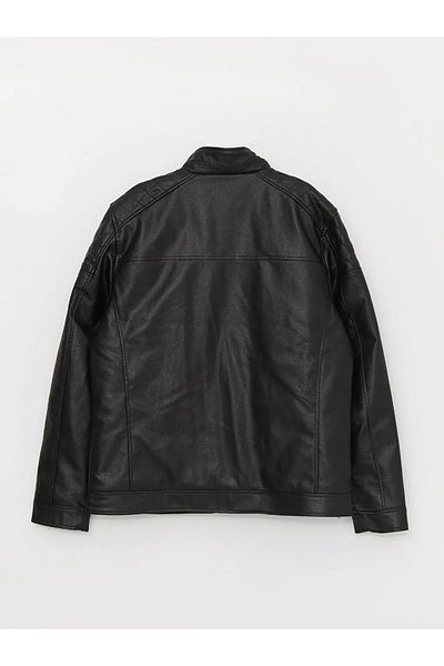 LC Waikiki LCWAIKIKI Класическо мъжко кожено палто със стандартна форма и яка