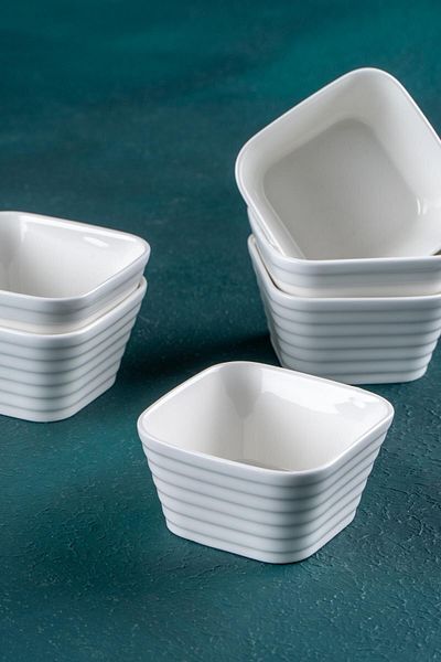 ACAR Bianco Perla Porcelain Square Bowl - 9 cm