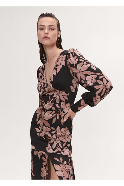 MANGO Woman Floral Chiffon Dress