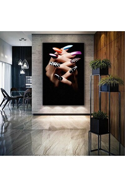 arajans Πολύχρωμο έργο τέχνης από καμβά με έγχρωμο βερνίκι νυχιών, γυναικείο ...