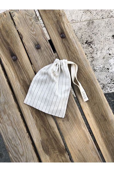 Less Sürdürülebilir Yaşam Gereçleri Linen Storage Pouch| Pulses & Organizer Striped 20x16 Cm