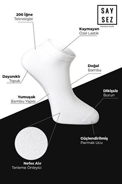 SAYSEZ Bamboo Women's Booties Plain White Socks Seamless Premium Boxed Pack of 6