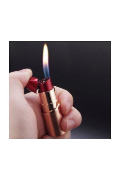 ZENİT PART Ruj Şeklinde Bütan Gazlı Alevli Çakmak Mini Çanta Boyut Bayan Hediye