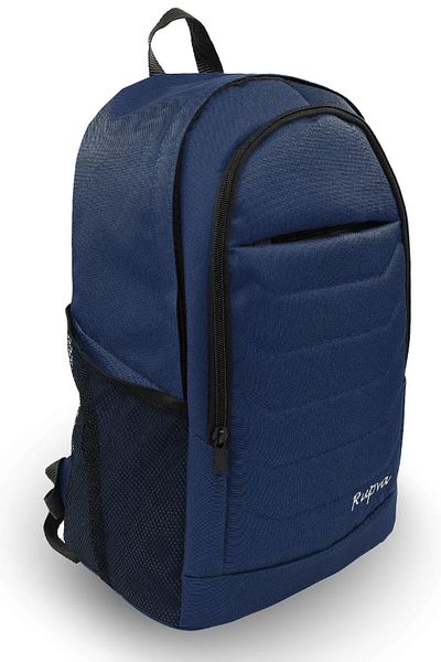 Rupva Unisex Men's Women's 3 Compartment School Backpack with Side Pockets Navy Blue