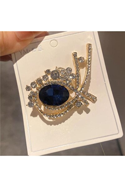 ESJ Kristal Taş Çiçek Kadın Broş M08 Ebat: 4*5,2 Cm