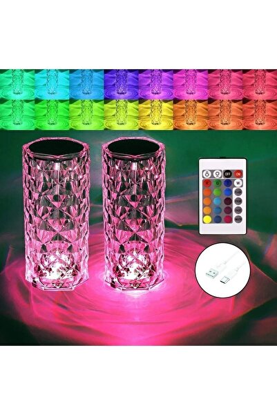 İnanılmazFırsat Big Rose Diamond Table Lamp Usb Charging Rgb Multi Colors