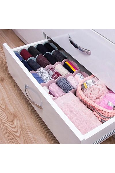 devigo Jewelry Buckle Organizer Sock Organizer Drawer Organizer 3 Pieces Gray