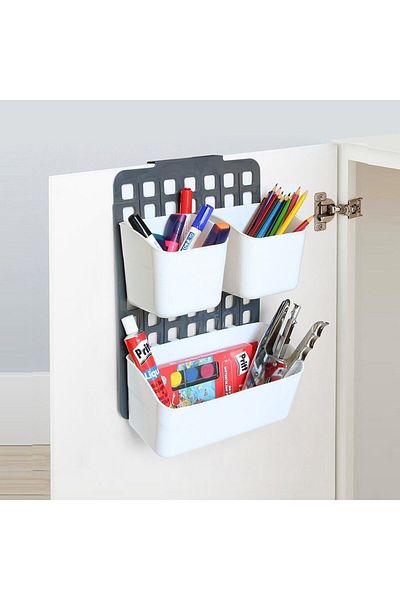 devigo Level Adjustable Organizer 1 Wide 1 Narrow Compartment White