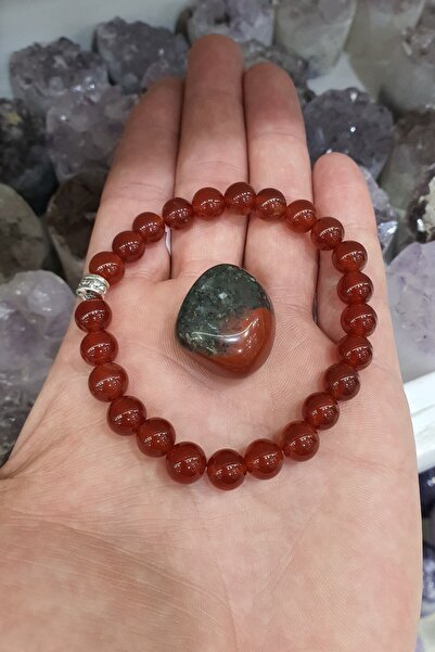 beautifulnaturelstones Akik Doğal Taş Bileklik 8 Mm ( Taş Hediye ) ( Nazara K...