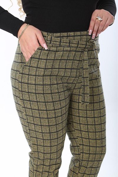 TİGERS TİGERSS women's plus size jacquard pocket belted trousers