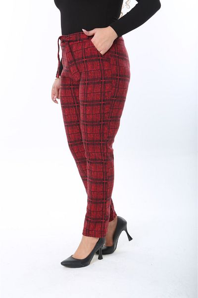 TİGERS TİGERSS women's plus size jacquard pocket belted trousers