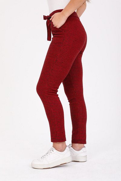 TİGERS TİGERSS women's plus size jacquard pocket belted trousers