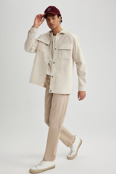 DeFacto Relax Fit Lumberjack Basic Langarm-Hemdjacke mit gerader Tasche A6876ax23au