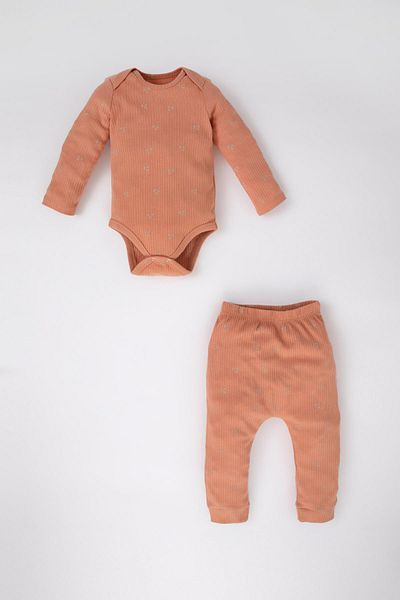DeFacto Baby Girl Printed Ribbed Camisole Snap-On Body Bottom 2-Piece Set