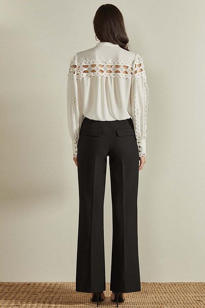 Guitar Flared Black Woven Trousers