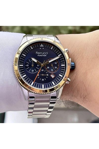 Ferrucci Men's Multifunctional Metal Band Wristwatch