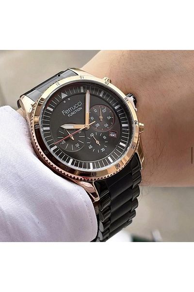 Ferrucci Men's Multifunctional Metal Band Wristwatch