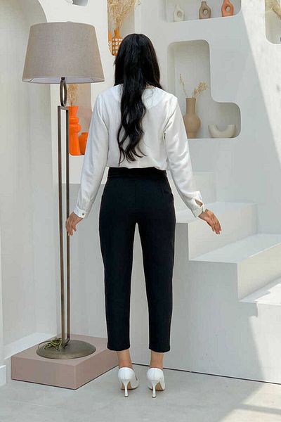 Bym Fashion Παντελόνι μολύβι μεγάλου μεγέθους με φερμουάρ 0201-1 μαύρο
