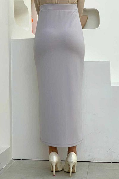 Bym Fashion Lycra Pencil Φούστα με Ελαστική Μέση 1074 Γκρι