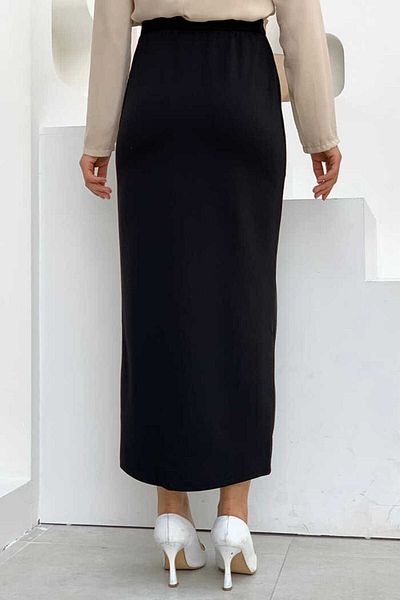 Bym Fashion Μεγάλο μέγεθος Lycra Pencil Φούστα με Ελαστική Μέση 1074-1 Μαύρη