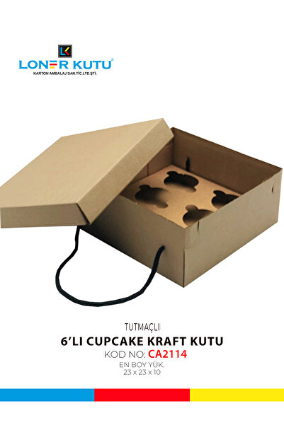 Loner Kutu 23x23x10 6 Lı Cupcake Kraft Çok Amaçlı Kutu Karton Kutu Hediyelik ...
