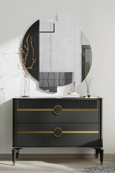 Modalife Bella Aynalı Çift Çekmeceli Şifonyer - Antrasit