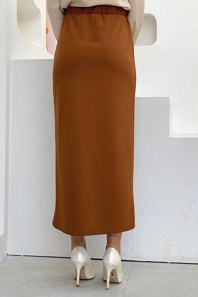 Bym Fashion Μεγάλο μέγεθος Lycra Pencil Φούστα με Ελαστική Μέση 1074-1 Μαύρισμα