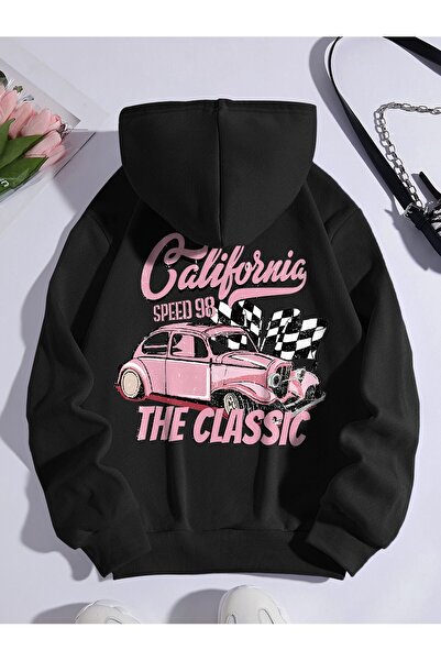 Adrift Car & Letter Graphic Drawstring με επένδυση με κουκούλα μαύρο