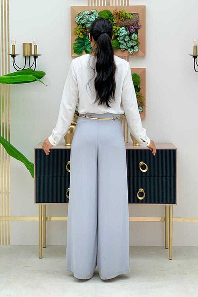 Bym Fashion Παντελόνι Φούστα με φερμουάρ Plus Size με αξεσουάρ ζώνης 0125-1 Γκρι